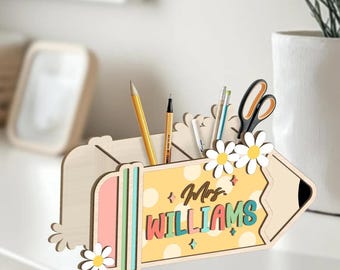 Pastel Teacher Pencil Holder, Personalized Pencil Holder, Teacher Gift, Teacher Appreciation Gift, Classroom Supplies, Teacher Pen Holder