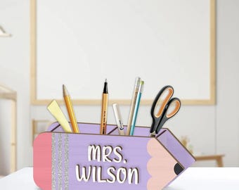 Pastel Teacher Pencil Holder, Personalized Pencil Holder, Teacher Gift, Teacher Appreciation Gift, Classroom Supplies, Teacher Pen Holder