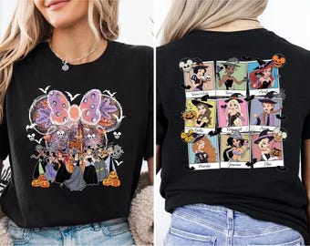 Princess Witches Halloween Shirt, Halloween Bow T-shirt, Disney Characters Spooky Sweatshirt, Disneyland Pumpkin Season Tee