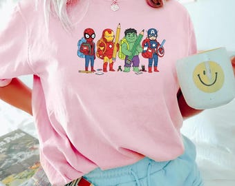 Back To School Superhero Shirt, First Day of School Avengers Characters Shirt, Super Hero Kids School Tee , Funny Teacher Shirt