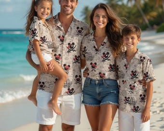 Disney Pirate Hawaiian Shirt, Disney Pirate Night Cruise Hawaiian Shirt, Retro Pirate Mickey Button Down Shirt, Disney Summer Vacation Shirt