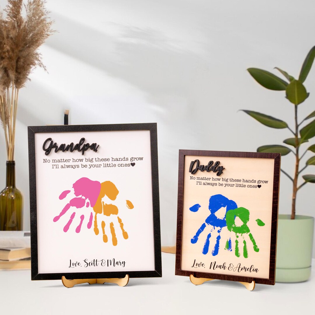 Custom Handprint Best Dad Ever Wooden Sign, Handprint Father Wooden ...