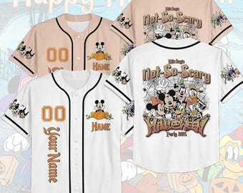 Personalized Mickey's Not So Scary Halloween Party Jersey 2025, Custom Disney Baseball Shirt for Kids and Adults, Family Matching Jersey