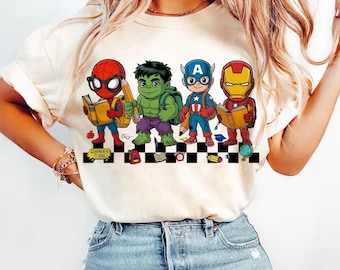 Back To School Superhero Shirt, First Day of School Avengers Characters Shirt, Super Hero Kids School Tee , Funny Teacher Shirt