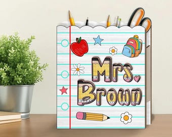 Personalized Teacher Pencil Holder, Teacher Name Desk Decor, Teacher Appreciation Gifts, Back To School Gifts, Thank You Gifts, Teacher Gift