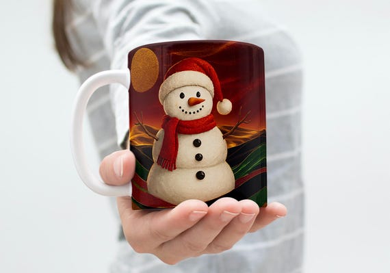 Snowman Mug Wrap, Sublimation Designs (PNG Digital Download)