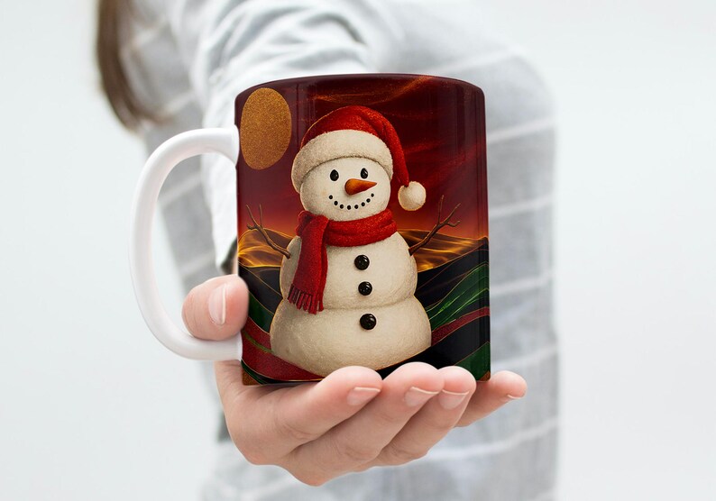 Snowman Mug wrap 11 Oz & 15 Oz Mug Wrap Coffee Mug Png 3D mug Wrap Sublimation Designs Digital Download Instant Download