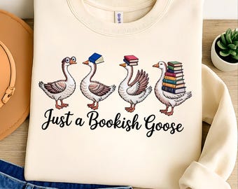 Bookish Goose PNG: T-Shirt Design for Reading Lovers (Digital Download)