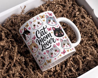 Cat Mom Mug Wrap 11 Oz & 15 Oz Mug Wrap Coffee Mug Png 3d Cat Mug Wrap Sublimation Designs Digital Download