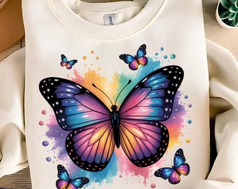 Butterfly T-Shirt Design: Trendy PNG, Sublimation Ready (Digital Download