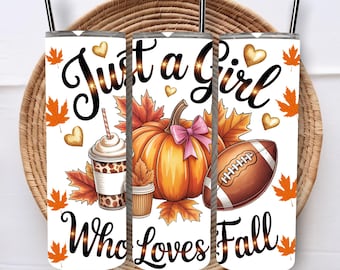 Fall Girl 20 Oz Tumbler Wrap: PNG Sublimation Design (Digital Download