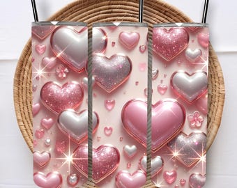 Valentine Heart Tumbler Wrap: 20 Oz 3D Sublimation Design (Digital Download)