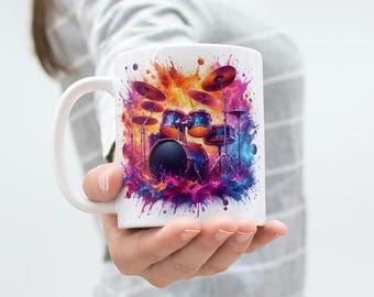 Drum Mug Wrap 11 Oz & 15 Oz Mug Wrap Coffee Mug Png 3D Mug Wrap Sublimation Designs Digital Download Instant Download