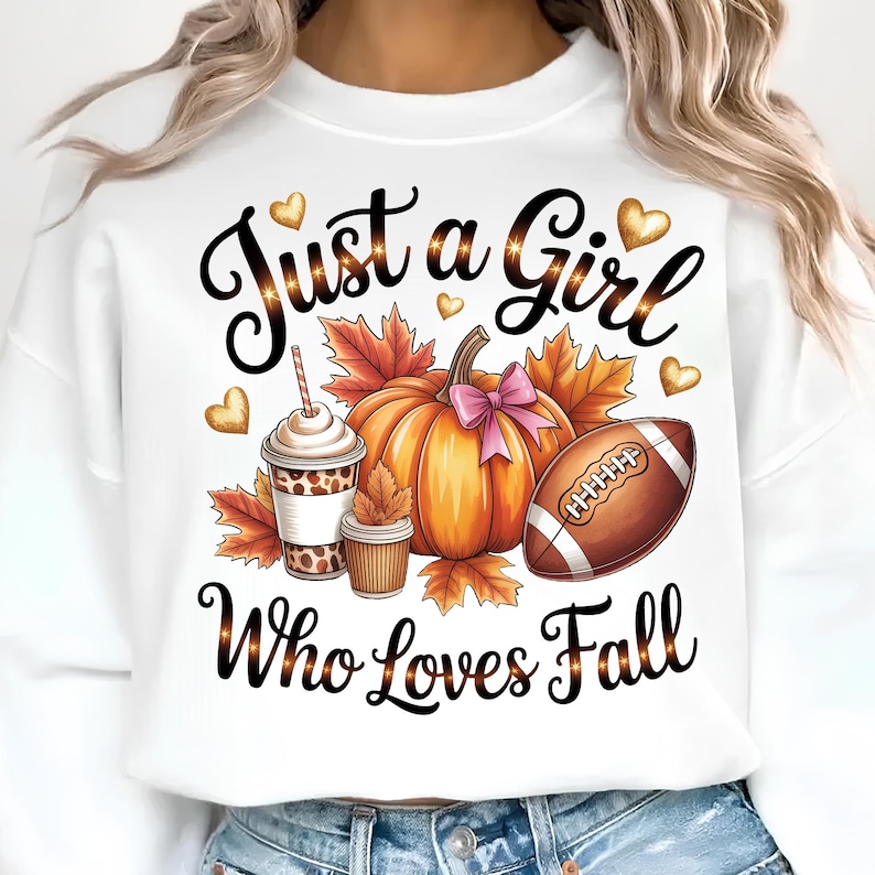 Just A Girl Who Loves Fall T-Shirt Design Fall Png Design Trendy Fall Png Fall Vibes Png Sublimation Designs Digital Download