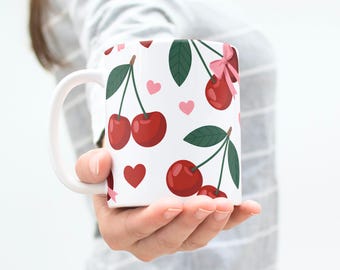 3D Cherry Mug Wrap: Sublimation Design (11 Oz & 15 Oz) (Digital Download)