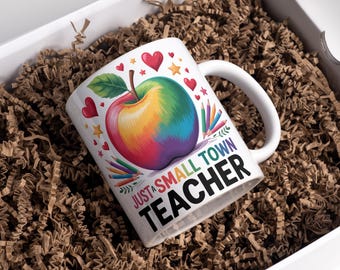 Small Town Teacher Mug Wrap: 11oz & 15oz Coffee Mug Sublimation Design (Digital Download)