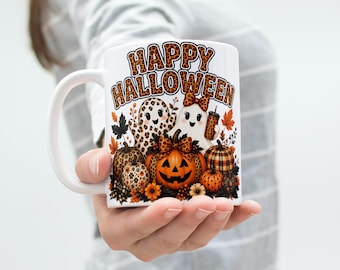 Halloween Mug Wrap Fall Ghost Mug Wrap PNG Autumn Mug Wrap 11oz & 15oz Fall Coffee Mug PNG Sublimation Designs Digital Download