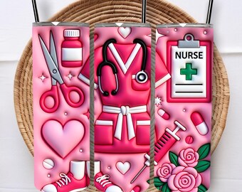 Nurse Tumbler Wrap 20 Oz Tumbler Wrap Inflated Nurse Tumbler Wrap Stethoscope Png  Nursing Png Sublimation Designs Digital Download