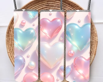 Valentine Heart 20oz Tumbler Wrap, 3D Sublimation Design (Digital Download)