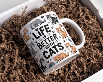 Cats Mug Wrap, Funny Cat Lover Gift (Digital Download)