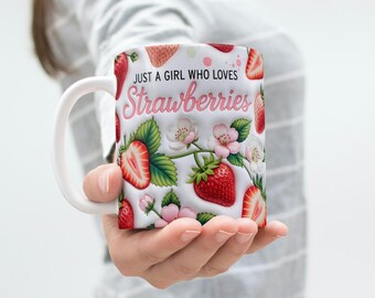 Inflated Strawberry Mug Wrap 11 Oz & 15 Oz Mug Wrap Coffee Mug Png Mug Template Sublimation Designs Digital Download Instant Download