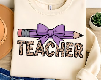 Cute Teacher Png, Leopard Print, T-Shirt Design (Digital Download)