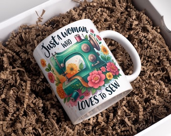 Sewing Lover Mug Wrap, Floral Sewing Machine Design (Digital Download)