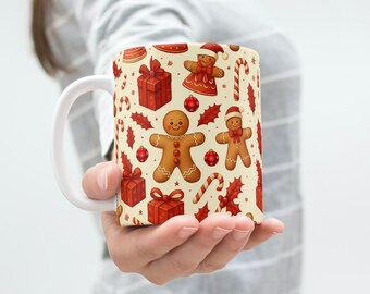 Gingerbread Man Christmas Mug Wrap, Sublimation Design (Digital Download)