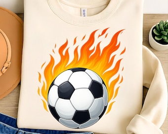 Flammender Fußball PNG, Sport Sublimationsdesign (digitaler Download)