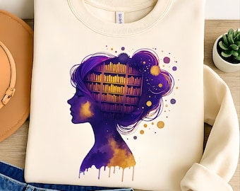 Library Books PNG: T-Shirt Design, Reading Sublimation (Digital Download)