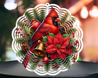 Christmas Cardinal Wind Spinner PNG: Sublimation Design (Digital Download)