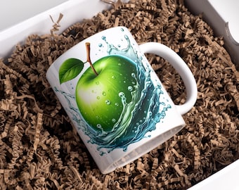 3D Apple Mug Wrap, Sublimation Design (Digital Download)