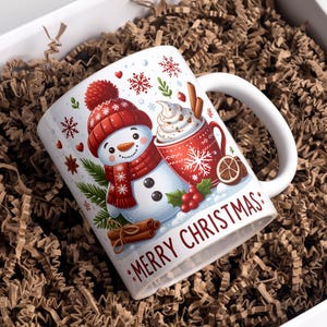 Merry Christmas Mug Wrap 11 oz &15 oz Mug wrap 3d Mug Wrap Coffee Mug Png Hot Coca Mug Snowman Mug Sublimation Designs Digital Download