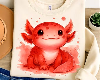 Axolotl 3D PNG : conception de t-shirt, impression par sublimation (téléchargement numérique)