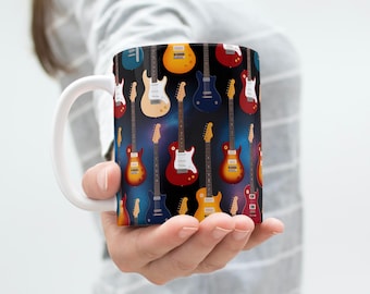 Kubek gitarowy 11 uncji i 15 uncji Kubek owinięty folią do kawy Kubek 3D Kubek gitarowy sublimacja wzory do pobrania cyfrowego natychmiastowego pobrania