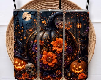 Halloween Tumbler Wrap 20oz Tumbler Wrap Pumpkin Tumbler Wrap Witch Hat Tumbler Wrap  Digital Download Sublimation Designs
