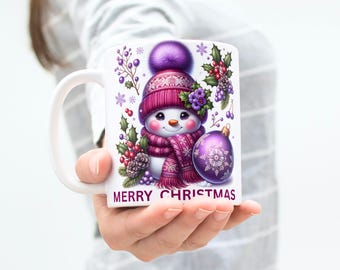 Christmas Snowman Mug Wrap: 11oz & 15oz Sublimation Design (Digital Download)