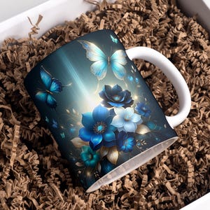 Butterfly Mug Wrap 11 oz & 15 oz Coffee Mug Wrap Purple Floral Butterfly Mug Wrap Sublimation Designs Digital Download
