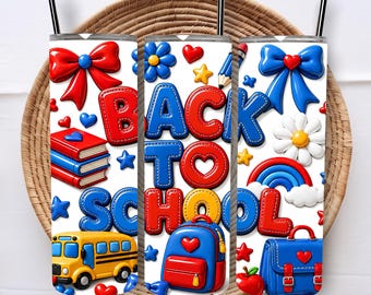 Inflated Back To School Tumbler Wrap 20 Oz Tumbler Wrap School Tumbler Wrap Bow Tumbler Wrap Sublimation Designs Digital Download