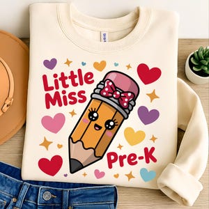 Little Miss Pre K Png T-Shirt Design Trendy Png Pre K Png Kindergarten Png Kids Png Coquette Bow Png Sublimation Designs Digital Download