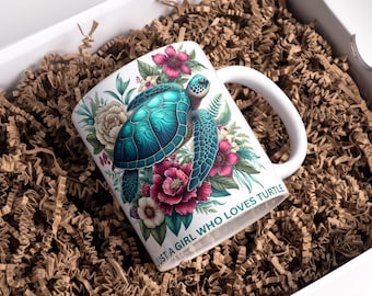 Turtle Mug Wrap: 11oz & 15oz Coffee Mug Sublimation Design (PNG Digital Download)