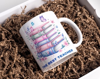 Teacher Mug Wrap Sublimation Design: Book Theme (Digital Download, 11oz & 15oz PNGs)