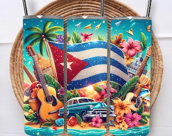 Cuba 20oz Tumbler Wrap, 3D Sublimation Design (Digital Download)