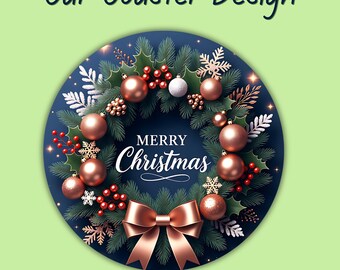 Christmas Car Coaster Png Merry Christmas Car Coaster Designs Christmas Gift Round Coaster Png Sublimation Designs Digital Download