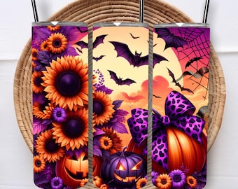 Coquette Pumpkin Leopard Tumbler Wrap - 20 Oz Skinny Tumbler (Digital Download)