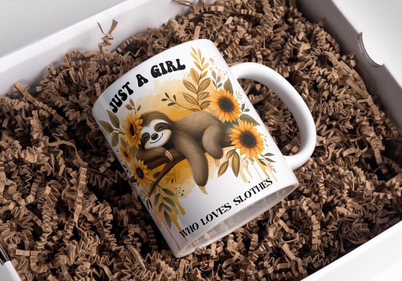 Sloth Mug Wrap 11 Oz & 15 Oz Mug Wrap Coffee Mug Png 3D Mug Wrap Sublimation Designs Digital Download Instant Download