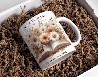3D Book Mug Wrap: Book Lover Sublimation Design (Digital Download)