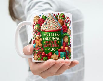 Christmas Movie Watching Mug Wrap PNG (Digital Download)