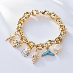 Starfish Shell Conch Bracelet – Gold Color Imitation Pearl Beach Chain for Women