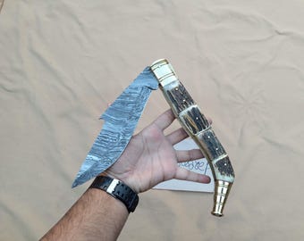 Navaja Knife – 18" Large Spanish Style Folding Knife – Traditional Handmade Damascus Steel Blade – Groomsmen Gift – Husband Wedding Favor